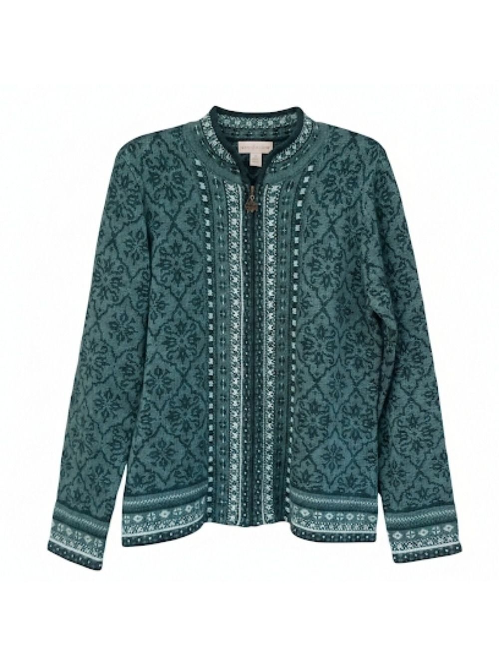 Appleseed's Nordic Green Zip-Front Cardigan Size M, NWOT - Picture 4 of 7